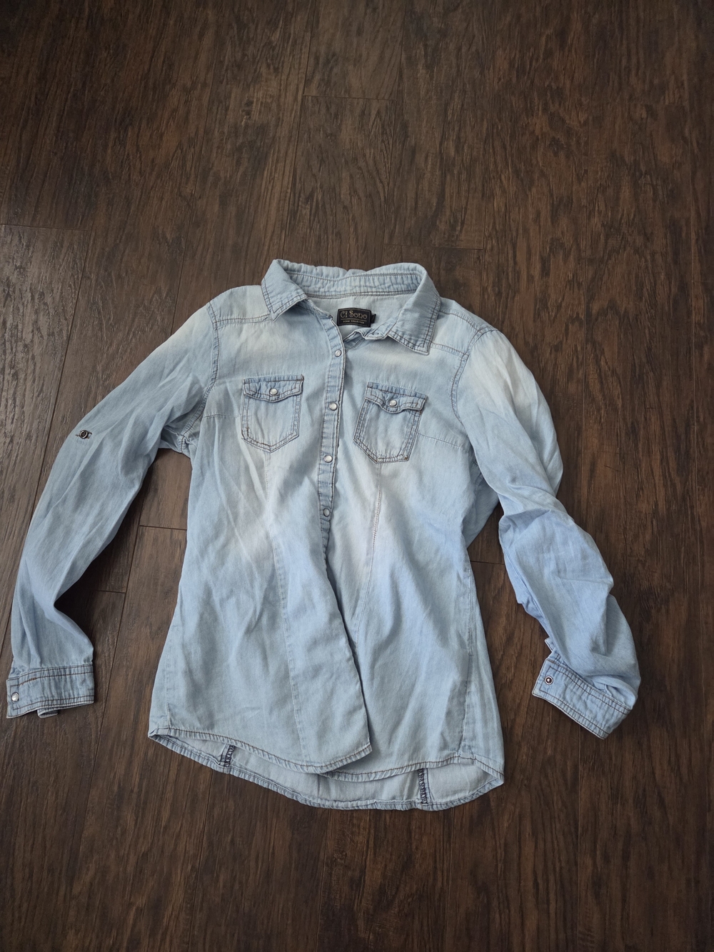 Light Wash Denim Button-Front Shirt